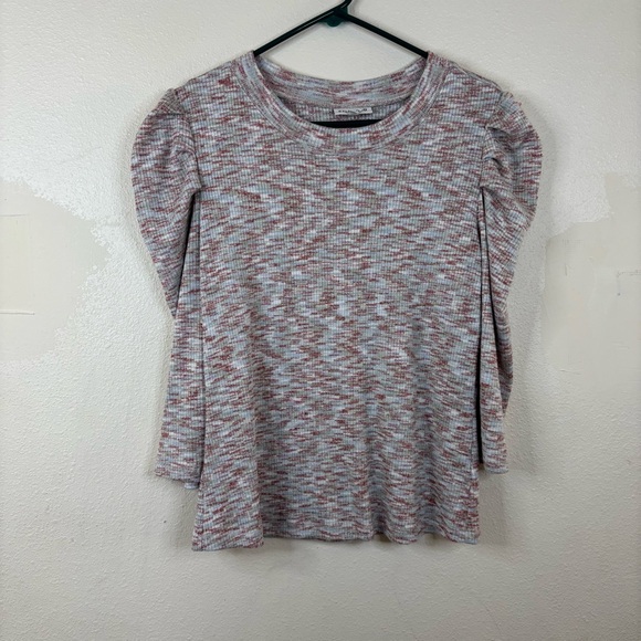 bobeau Tops - Studio B By Bobeau Puff Shoulder Ls Shirt Sz Large Pink White Y2K Textured